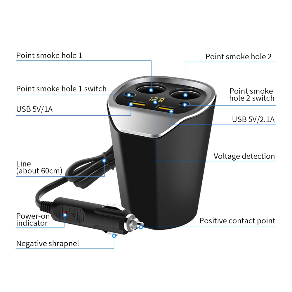 Korseed multifunktions bil cigarettænder stik splitter strømadapter 3.1a 3 usb bil oplader til telefon dvr input  dc 12v - 24v