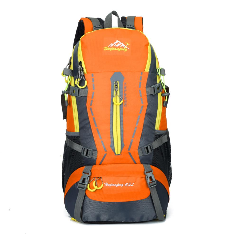 High-capacity 45L Mountain Bag Waterproof and Wear resistant Travel Pack Muti-function Hiking Knap-sack Lightweight Backpack: Orange