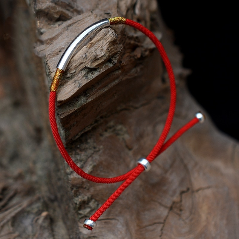 LKO S925 Sterling Silver Lucky Red Rope Fashionable Simple Hand Rope Bracelet For Man&amp;Women Best For Girl