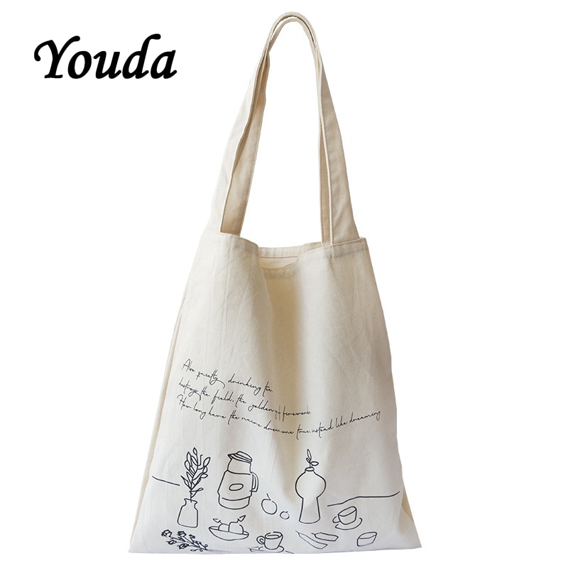 Youda Original Style Handbags Classic Canvas Women Bag Simple Tote Large Capacity Female Student Shopping Handbag Women's Bags