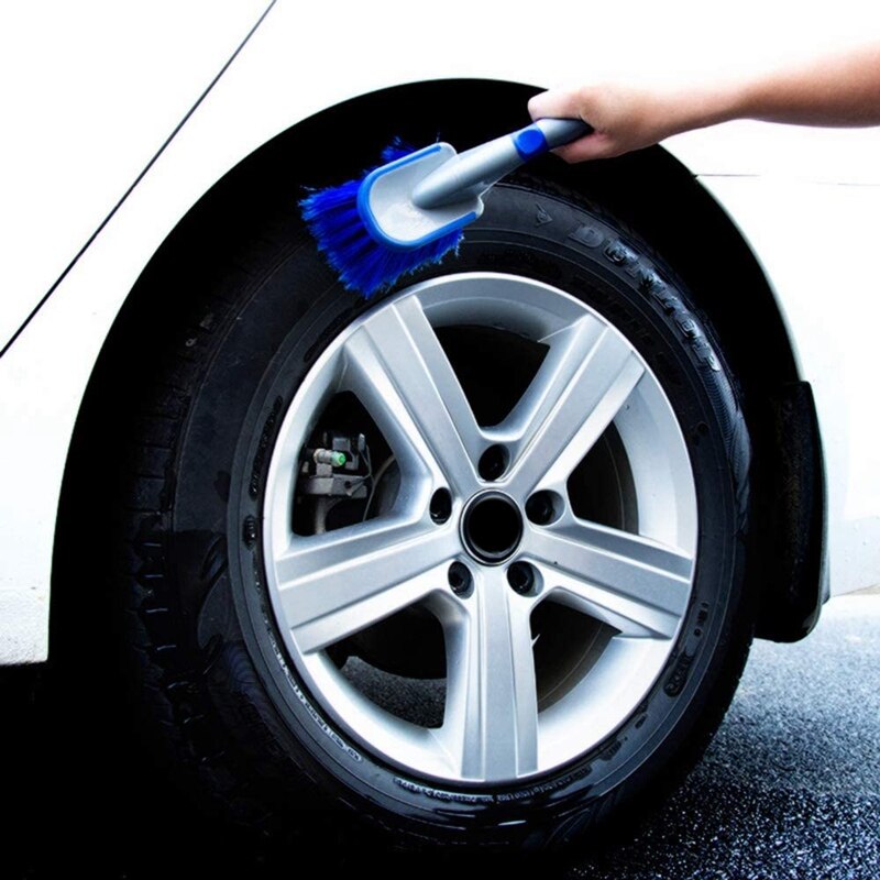 3PCS Car Wheel/Tire Brush Car Wash Brush with Handle Special Cleaning Supplies Tool Steel Ring Rims Wheel Brush