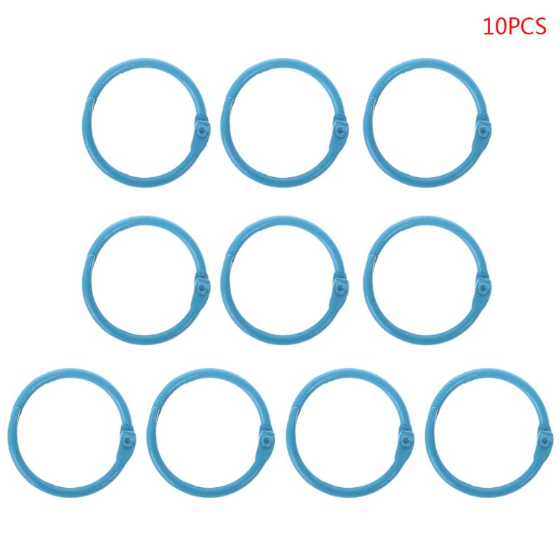 10pcs Metal Loose Leaf Binder Ring Book Hoops DIY Albums School Office Supplies Craft: Blue