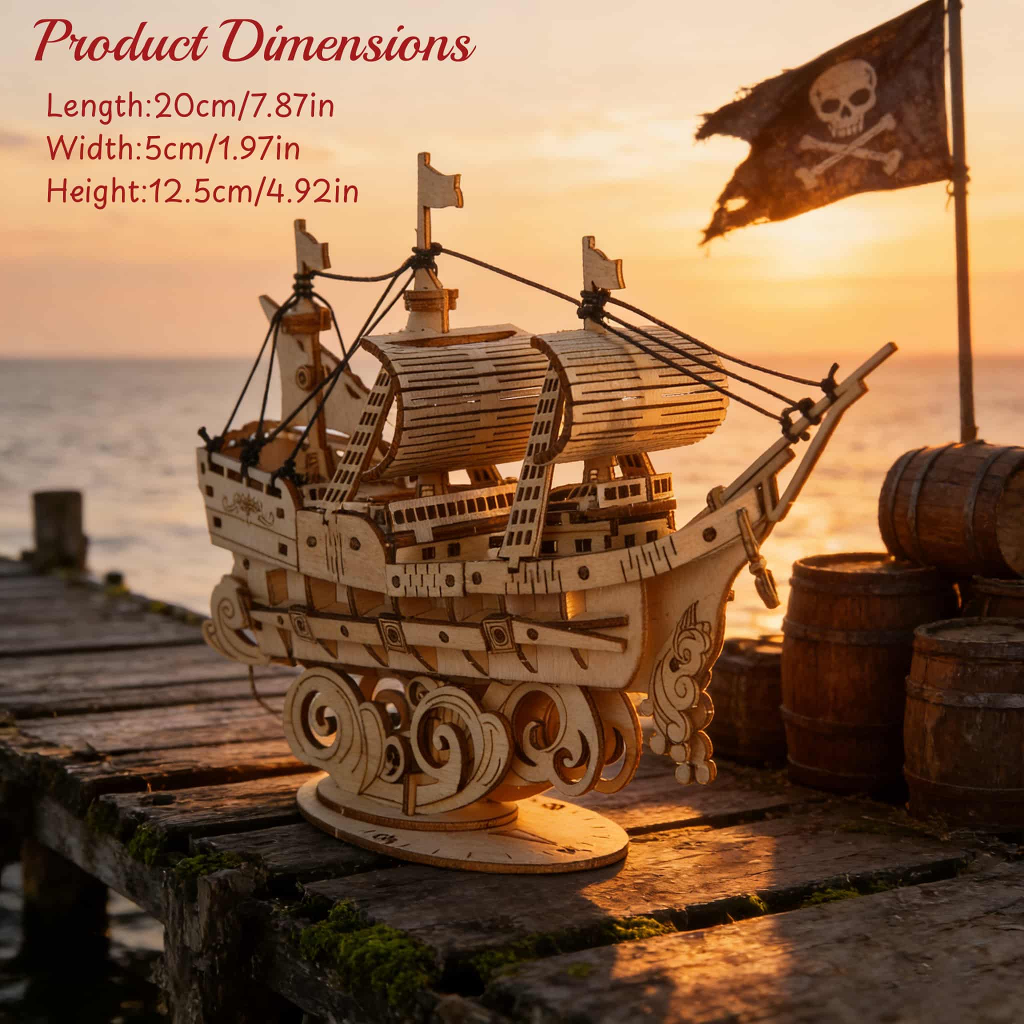 Ocean Sailboat 3D Wooden Puzzle Model The Perfect : Ideal for Halloween, Christmas, and Birthdays