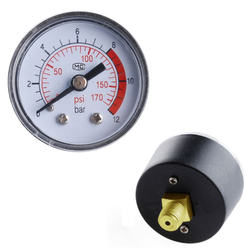Luft Kompressor Pneumatische Hydraulische Flüssigkeit Manometer 0-12Bar / 0-170PSI L4MF