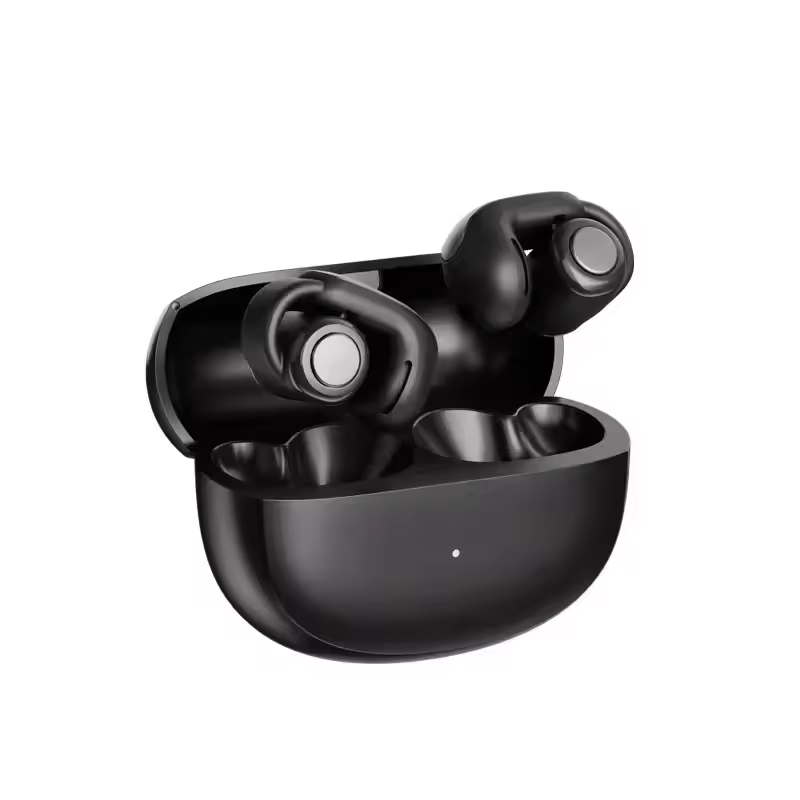 Originele V12 Oor Clip Oortelefoon Draadloze Bluetooth 5.3 Oordopjes TWS Sport Gaming Open Headset HiFi Stereo HD Mic Oproep Hoofdtelefoon: Bruin