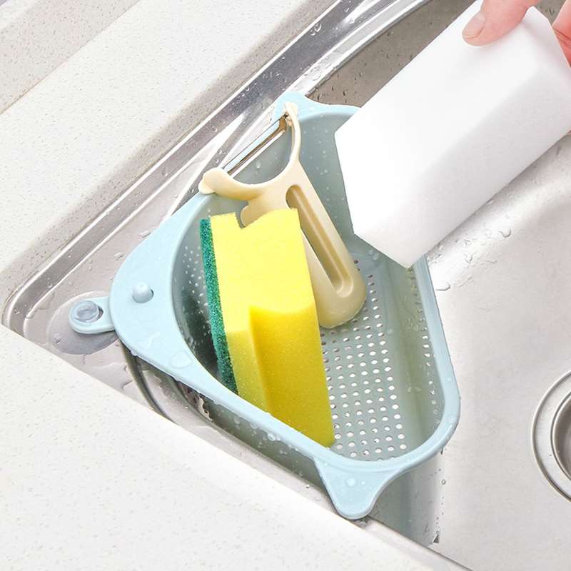 Keuken Driehoekige Gootsteenzeefje Afvoer Plantaardige Fruite Afdruiprek Mand Zuignap Sponsbakje Opbergrek Gootsteen Filter Plank