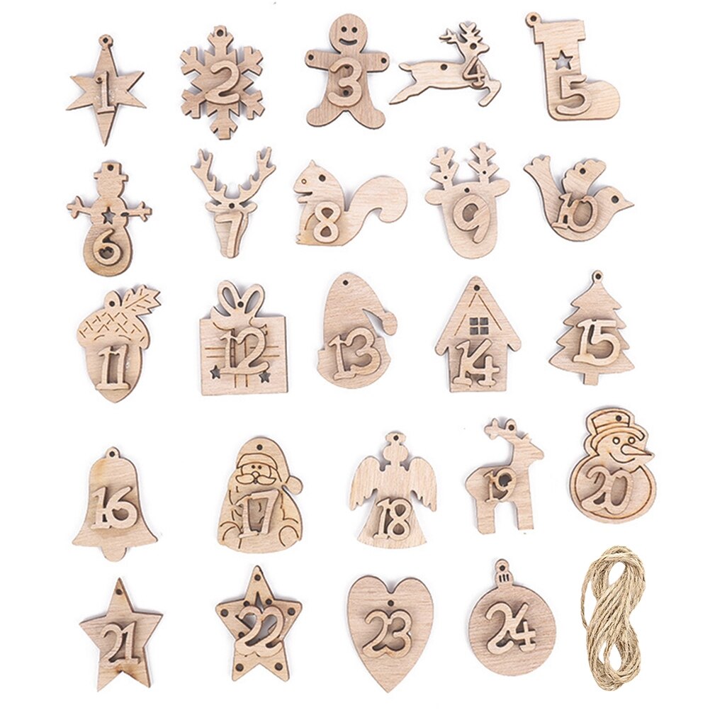 Calendar Pendant Advent Calendar Numbers Wooden Number 1-24 Christmas Craft For Christmas Decoration #30