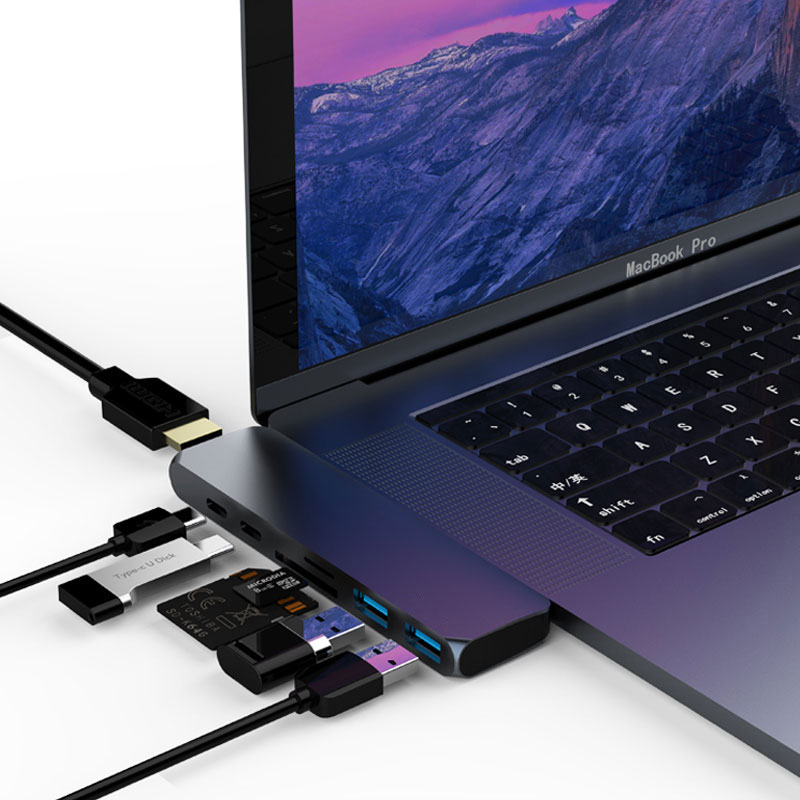 Usb-c dock til hdmi thunderbolt 3 adapter usb type c hub med pd power tf sd kortlæser usb 3.0 til macbook pro/air usb-c