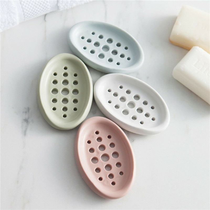 Bathroom Silicone Soap Dish Plate Flexible Multifunction Soapbox Plate Tray Drain Shower Soap Box