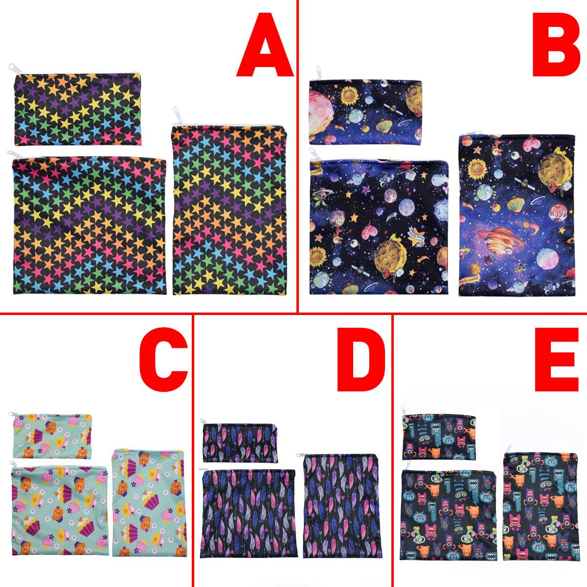 3PCS Reusable Snack Bag Food Storage Bags Leakproof Waterproof Lunch Bread Sandwich Bag Pouch For School Camping Food Organizer