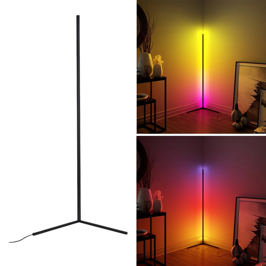 43inch Tall LED Corner Floor Lamp 16 Million Colours Bedroom Light Touch Wireless Remote Control 9W