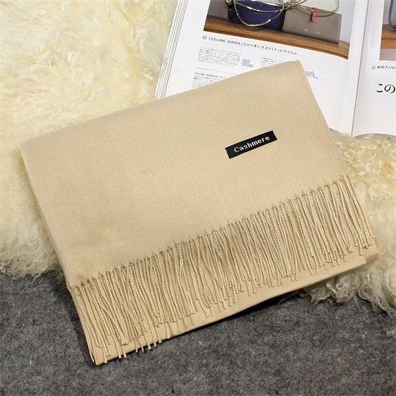 Hot Camelo Cachecol Pashmina Cachecol de Caxemira Envoltório Xaile Xaile do Inverno do Lenço das Mulheres Lenços de Borla Longo NB01 Cobertor Cachecol de Alta Qualidade: Bege