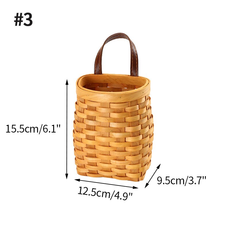 Wood Storage Basket Woven Hanging Baskets Kitchen Garden Wall Hanging Flower Baskets Fruit Vegetable Sundries Organizer Decor: Style2