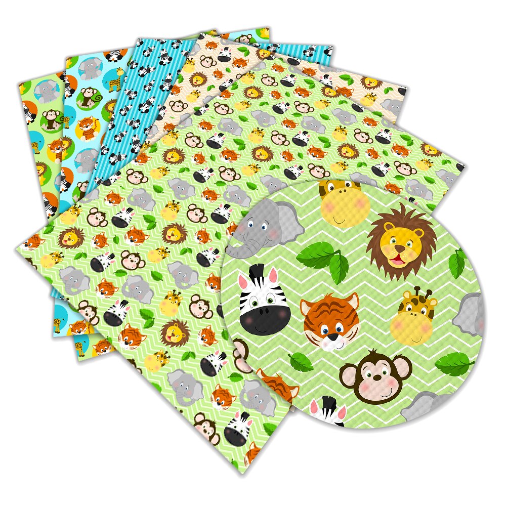 Feuilles de cuir synthétiques A4 22x30cm pour bricolage, imprimés de dessins animés d'animaux différents, fournitures de couture faites à la main, décor de vêtements