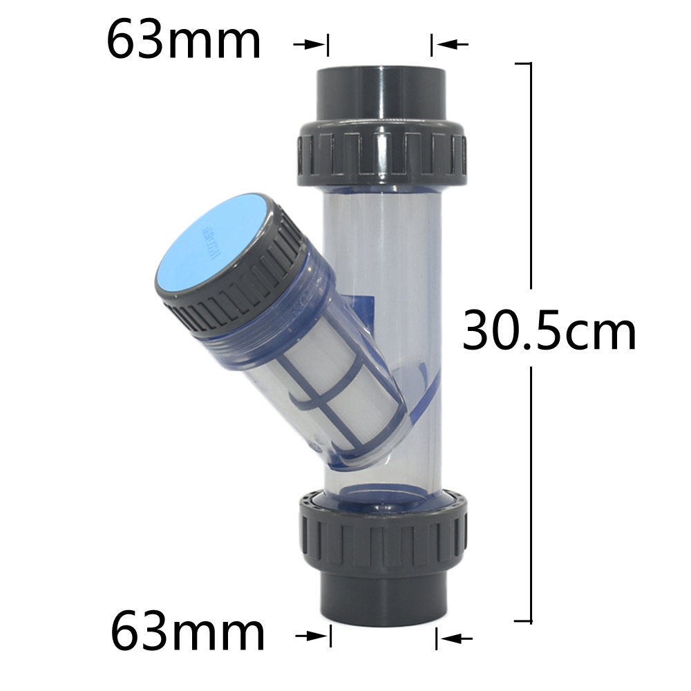 20/25/32/40/50/63mm Farm Garden Water Filter Screen Irrigation Filter Transparent Plastic Tube Quick Coupler: grey