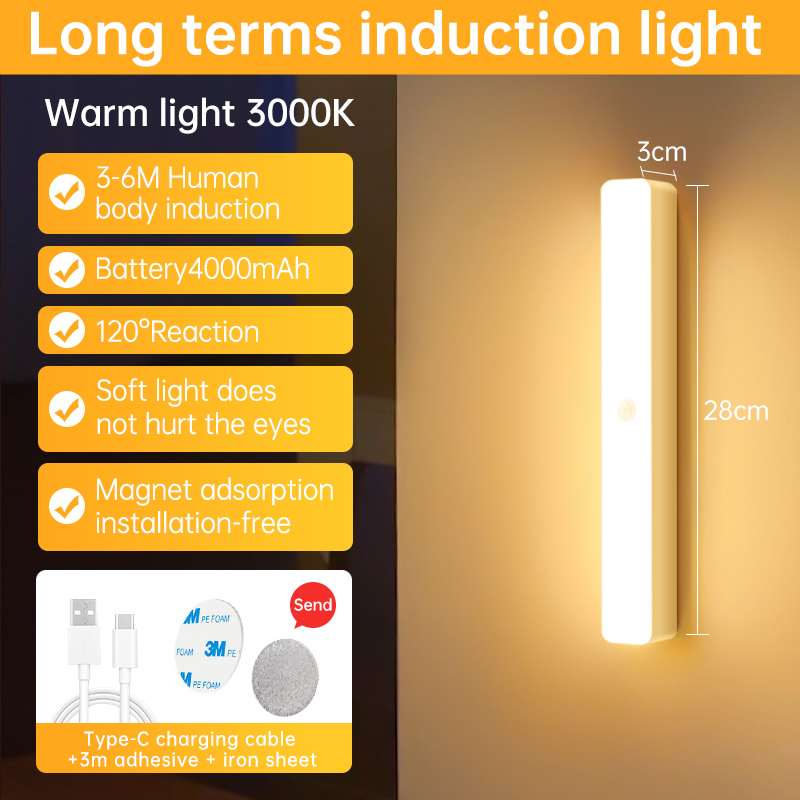 Bewegingssensorkastverlichting, 10 LED draadloze onderkastverlichting met ingebouwde oplaadbare batterij, overal op te hangen magnetische nachtverlichting voor kast, keukenkast, warm wit (2 stuks Bewegingssensorkastverlichting, 10 LED draadloze onderkastverlichting met ingebouwde oplaadbare batterij, overal op te hangen magnetische nachtverlichting voor kast, keukenkast, warm wit (2 stuks