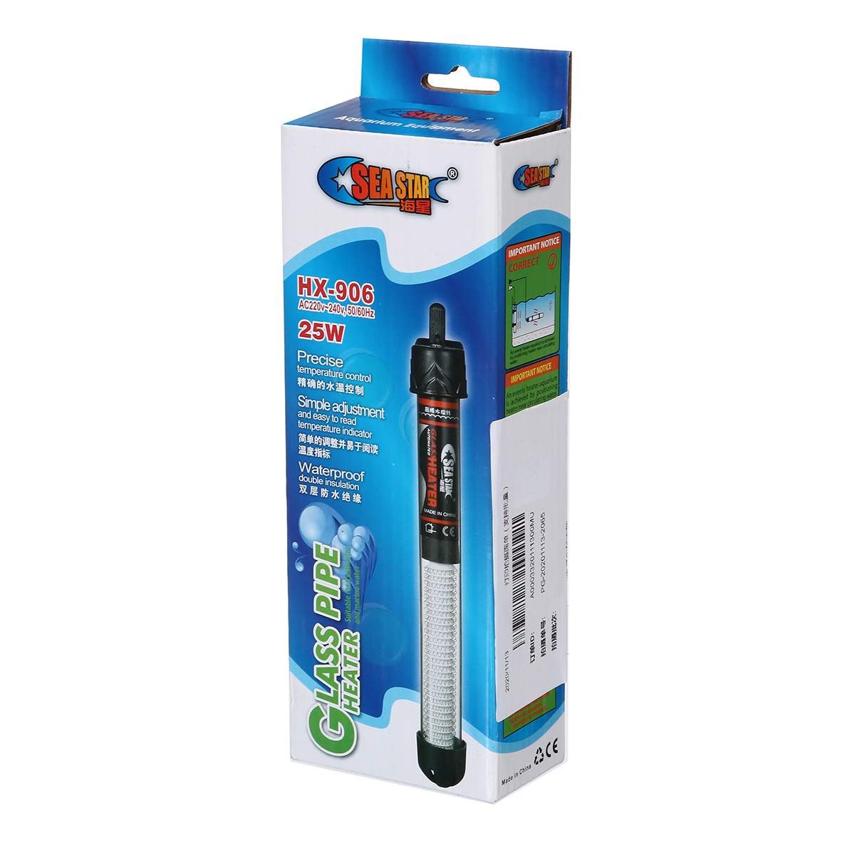 220-240V Automatic Water Heater Aquarium Submersible Fish Tank Constant Temperature Heating Rod 25W/50W/100W/200W/300W EU Plug