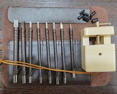 Professionele Tungsten Steel Stone Carving Kit Handgereedschap Set Beitel Houtbewerking Graveren Snijblad set voor Stone Seal: GOLD