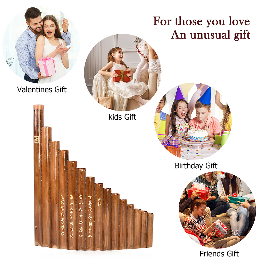 15 Pipe G Key Flute Pan Folk Musical Instrument Pan Flute Bamboo Panpipes Chinese Traditional Woodwind Instrument