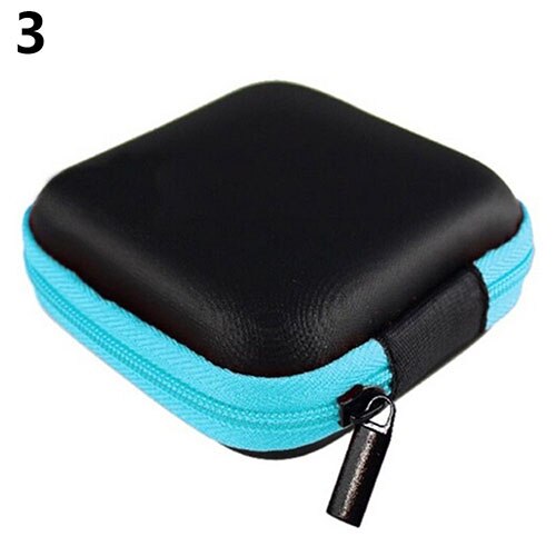 Platz Tragbare fallen für Kopfhörer fallen Mini Reißverschluss Runden Lagerung Schwerer Tasche Headset Kasten für Kopfhörer fallen SD TF Karten: Himmel Blau