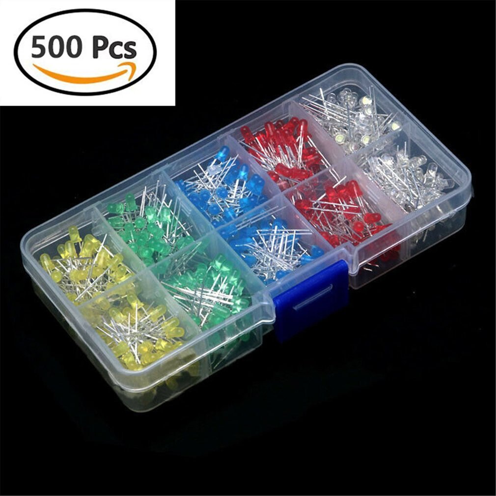 3Mm Led Diode Kit 5X100 Stuks 500 Eenheden 3Mm Led Licht Assortiment Led Craft Kit Set 1.8V 20mA Led Indicator