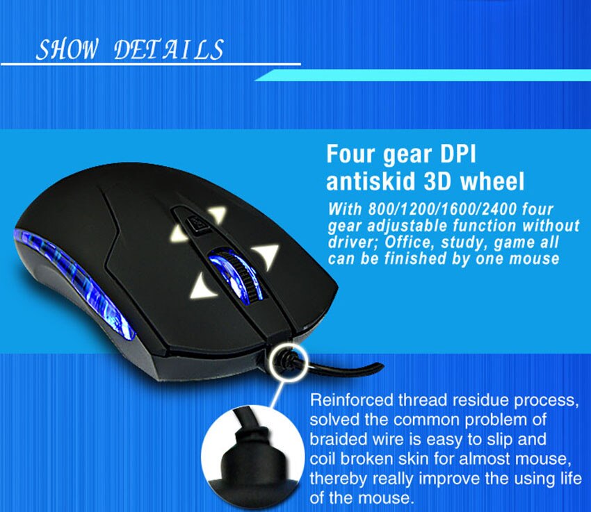 2400DPI LED optique 6D USB filaire jeu souris pour PC ordinateur portable jeu utilisateur pour les joueurs haut de gamme connectivité intelligente # T2