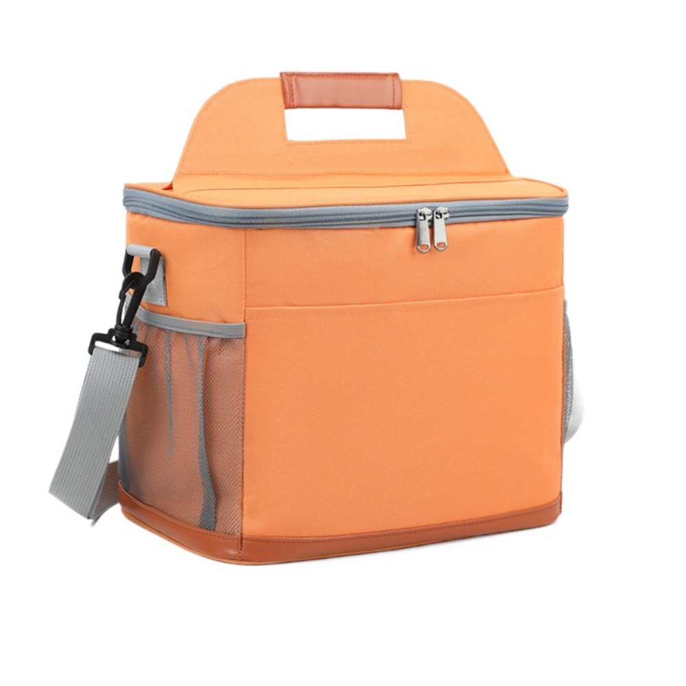 Large Capacity Insulated Cooler Bags Portable Thickened Lunch Food Thermal Box with Handle Removable Strap Insulated Lunch Bag: black