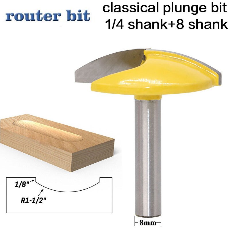 1pc 1/4 inch & 8mm -schacht kom frees deurmes houtbewerking frees 6.35mm -schacht frees bits voor hout