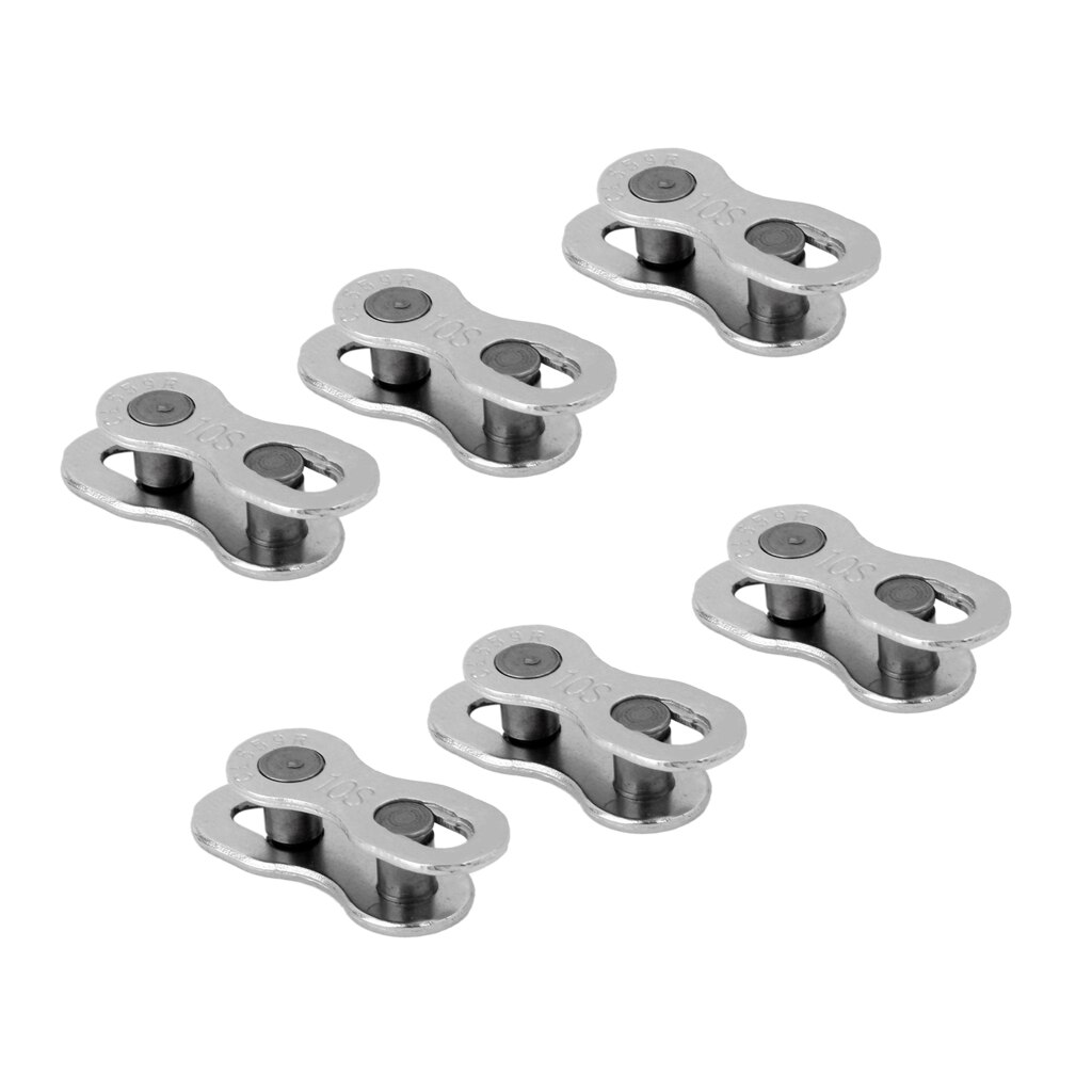 Pack 6 Bicycle Chain Link Joint Clip Connector 10 Speed Bike Chain Master Link Component Parts, Silver