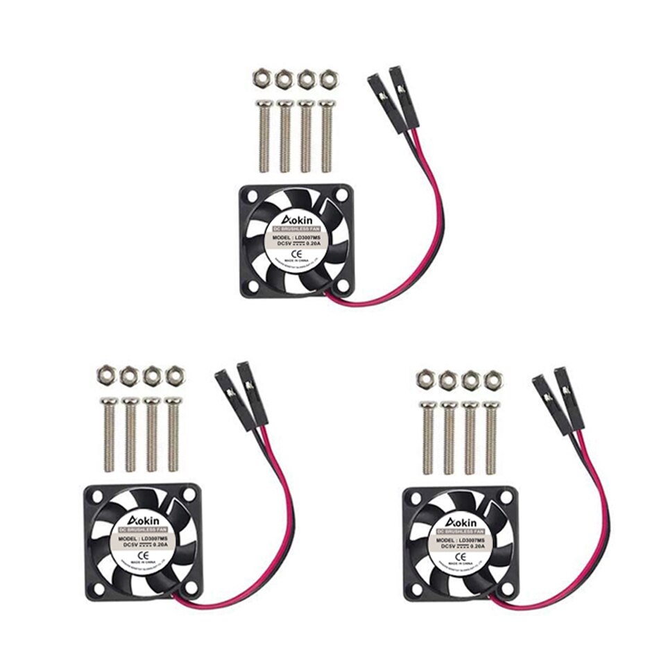 Raspberry Pi Fan Small Computer Fan Raspberry Pi Cooling Fan 30x30x7mm Brushless CPU Cooling Fan for Raspberry Pi 3 B+: 3pcs black