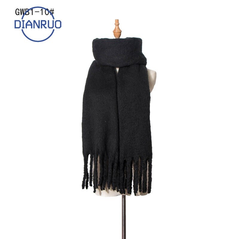 DIANRUO doux cachemire tricot écharpe pour les femmes hiver foulards Hijab solide Pashmina dame châle envelopper Double face écharpes Q351