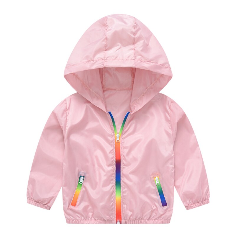 Children Toddler Sunscreen Jacket Thin Breathable light Sun Protective Outdoor Coat Hooded Anti-UV Summer Beach Clothes Rainbow: pink / 5T (120)