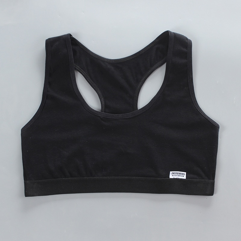 Ropa interior de 12 años para niñas, tops de algodón para adolescentes, sujetador de entrenamiento deportivo de color sólido blanco sin costuras en capas, Top corto, ropa para niñas