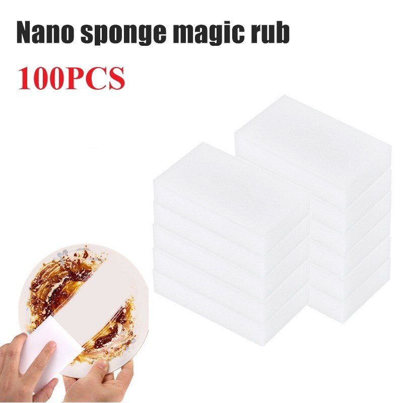 100 Stuks Magic Sponge Keuken Hoge Dichtheid Dish Cleaning Sponzen Exfoliërende Magic Spons Keuken Badkamer Spons Gum Pad