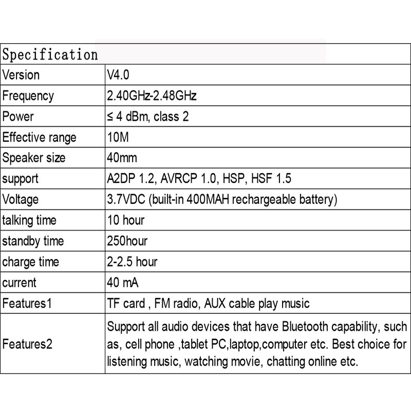 Opvouwbare draadloze hoofdtelefoon, bluetooth-headset, verstelbare stereo-oortelefoon met microfoon, tf-kaart,  mp3- play hoofdtelefoon voor mobiele telefoon.
