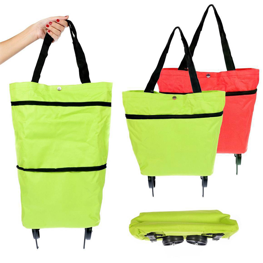 Foldable Shopping Pull Cart Trolley With Wheels Shopping Bags Reusable Grocery Food Vegetables Eco Large Waterproof Storage Bag