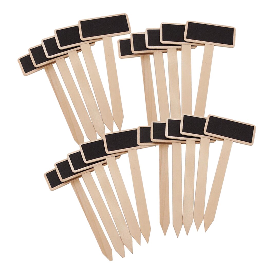 Pack of 20pcs Mini Wooden Blackboard Memo Message Board Sign for Home Kitchen Garden