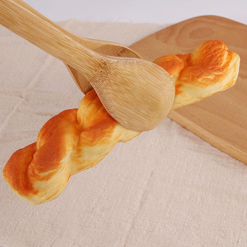 Herramientas de pinza de cocina para barbacoa, utensilios de cocina, pinzas de bambú para comida tostar, utensilios de madera para pastel, ensalada bolsa con Clip para aperitivos, mango de silicona para pan