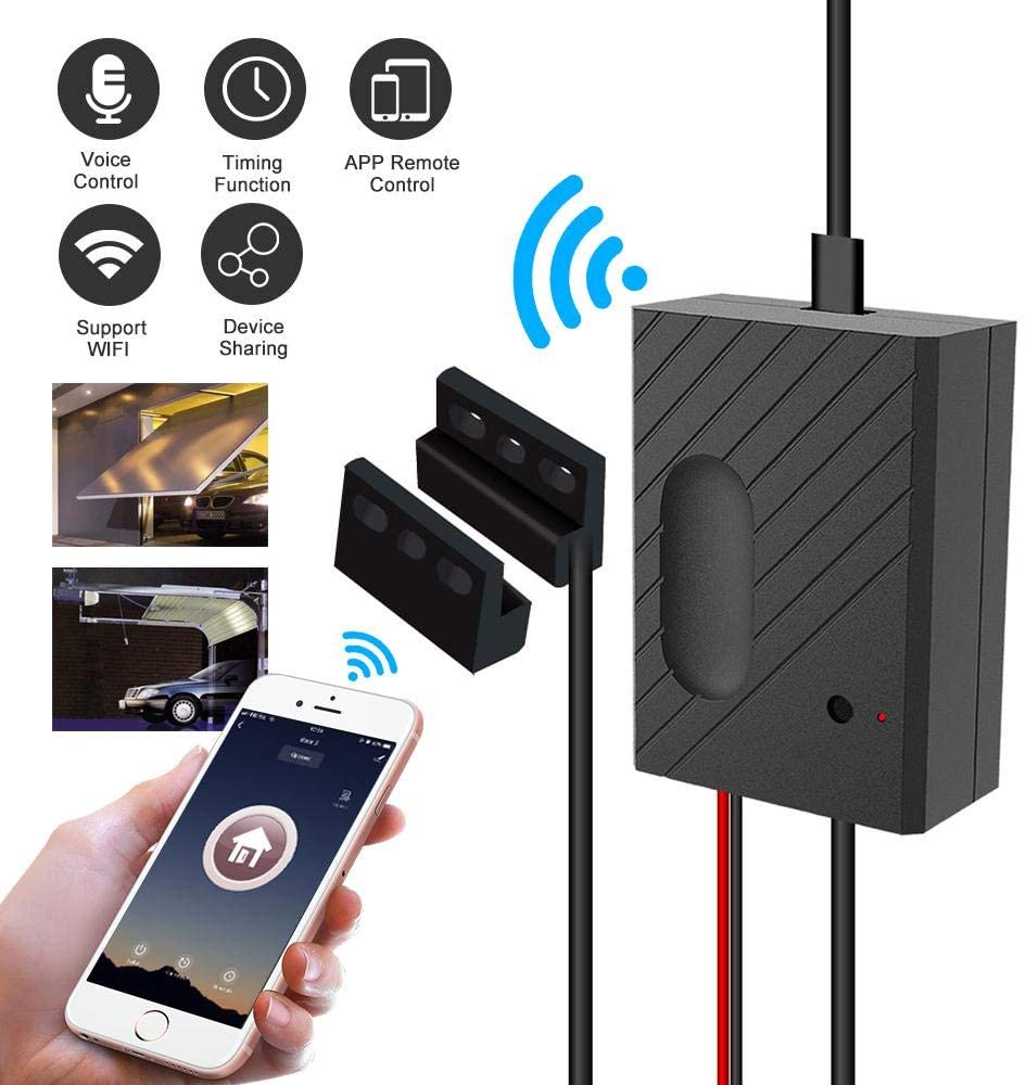 WiFi interruptor inteligente puerta corredera abridor de puerta de garaje control remoto inalámbrico aplicación Compatible con Alexa, Google Home