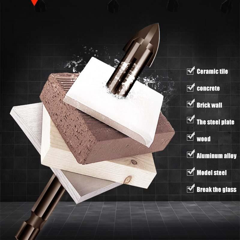 Efficient Universal Drilling Tool Multifunctional Cross Alloy Drill Bit Ceramic Brick Wall Hole Opening Power Tools Accessories