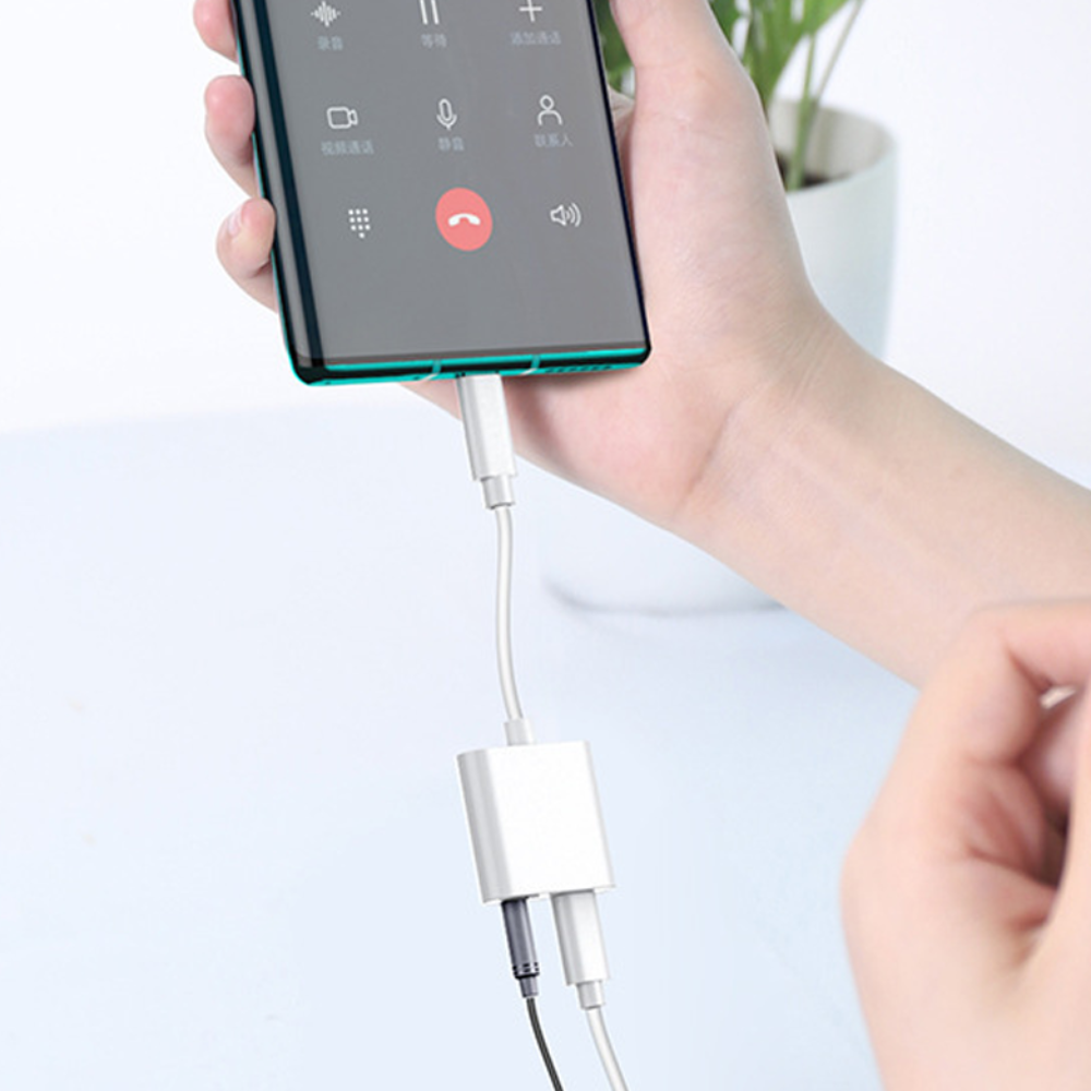 Adaptador 2 em 1 3 5mm para tipo C Conversor de fone de ouvido digital Tipo-C para conversão de conversor tipo C portátil