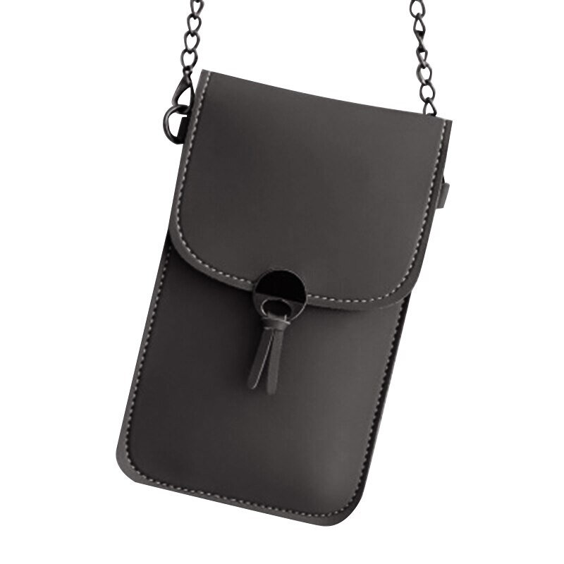 Ketting telefoon tasje helder transparant venster raakt scherm crossbody mobiele telefoon tasje  h9: Donkergrijs
