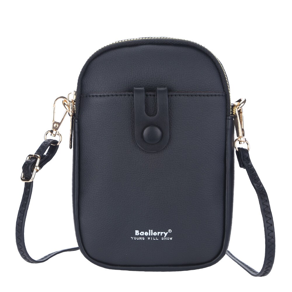 Frauen Weiche Leder Einzelnen Schulter Taschen Weibliche Multifunktions Große Kapazität Crossbody Geldbörse Damen Bote Brieftasche: Schwarz