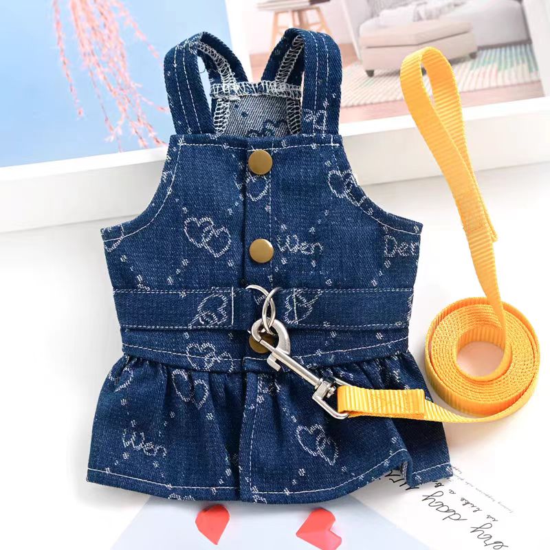 Arnês Denim Para Cães de Raças Pequenas, Menina Colete, Vestuário Princesa, Pet Cats Vestidos, Chihuahua Puppy Animal Jeans, Pano Uniforme