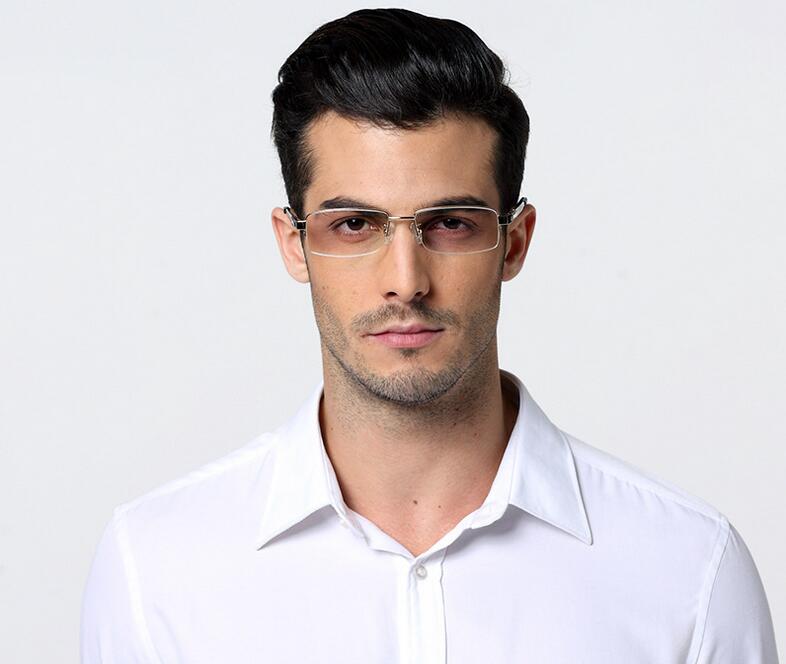 Men's Eyeglass Frames Pure Titanium Half Rimless Eyewear Frames Glasses Frames