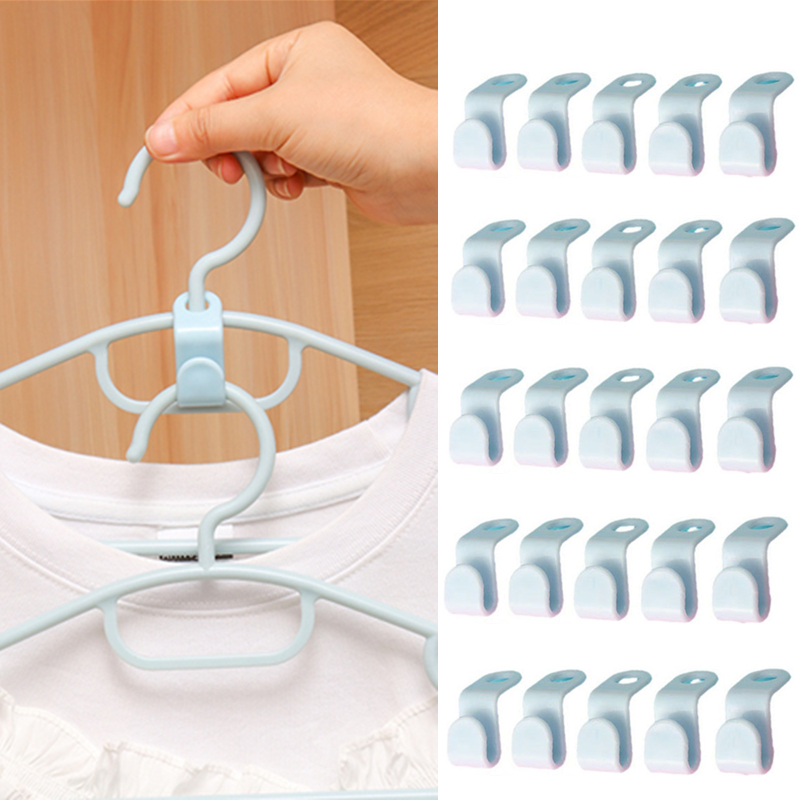 Mini cintres pour connecteurs de placard, crochets en cascade en plastique, organisateur de manteaux de placard, gain d'espace, 50/100/200 pièces: M / kaki foncé