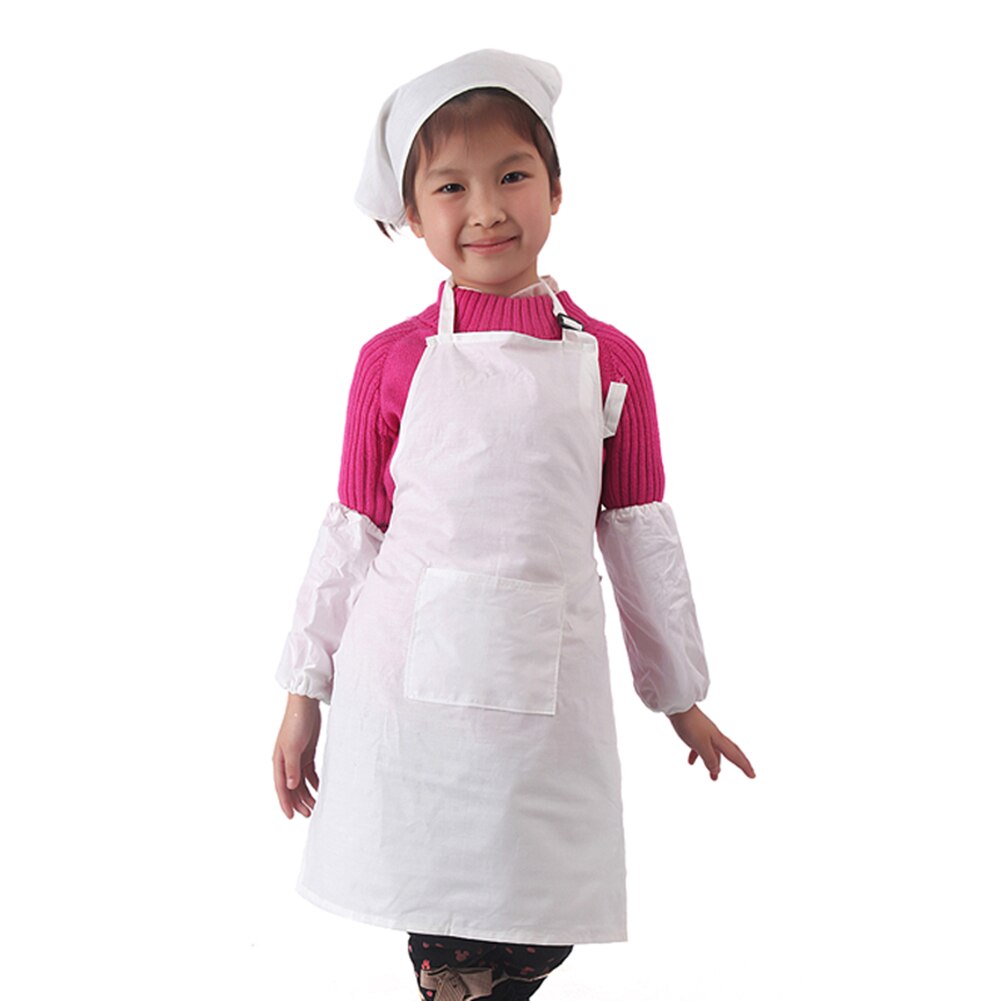 Children Apron Hat Sleevelet Set School Home Baking Cooking Craft Art Aprons XRQ88: B