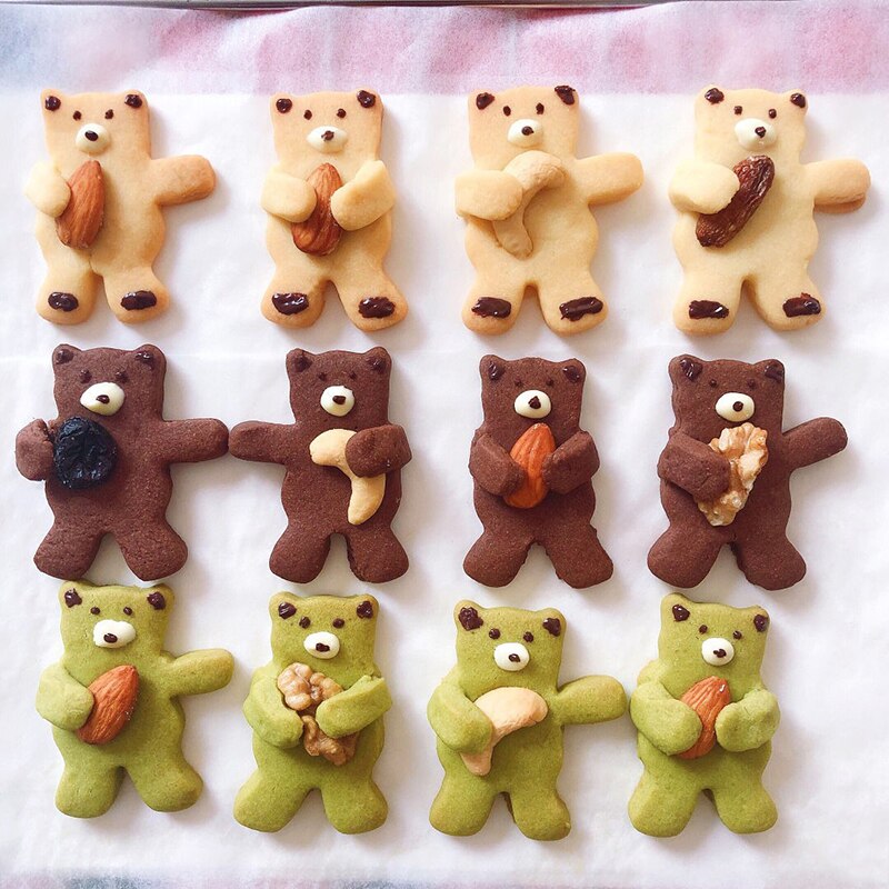 3Pcs Bear Hug Stainless Steel Cookie Cutter Biscuit Mold Set Fondant Cake Mold Baking Tools Sugar Biscuit Paste Mold Cutter