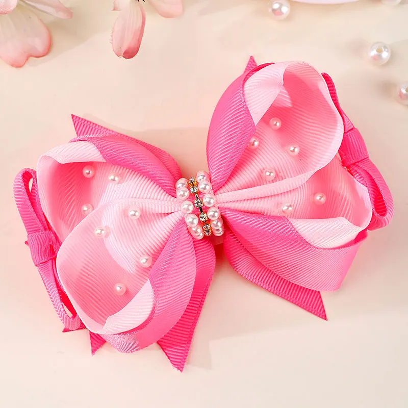 Pinzas para el pelo de perlas para niñas, horquillas con diamantes de imitación, cinta Rosa dulce, herramientas de peinado para el cabello para niños, diademas para niños: Lavanda