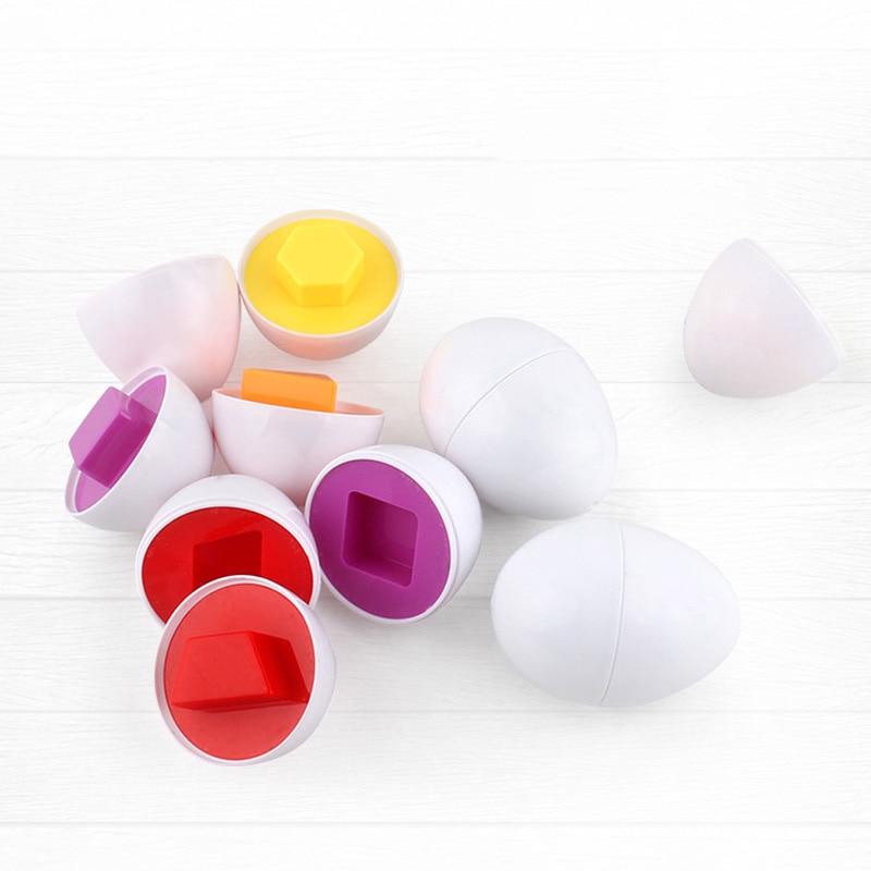 6 unids/set de huevos retorcidos de juguete de colores al azar huevos de juguete inteligentes para bebé forma de Color Cognitve bebé educación temprana huevo juguetes